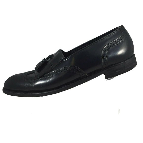 Florsheim Black Shoes Mens 10 D Leather Wingtip Brogue Tassel Kiltie Loafers - Picture 1 of 1